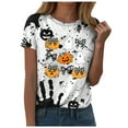 thumbnail image 1 of YDFCWXW Women's Halloween Graphic Short Sleeve T-Shirt - Cute & Spooky Printed Casual Tee for Parties Black, XL, 1 of 7