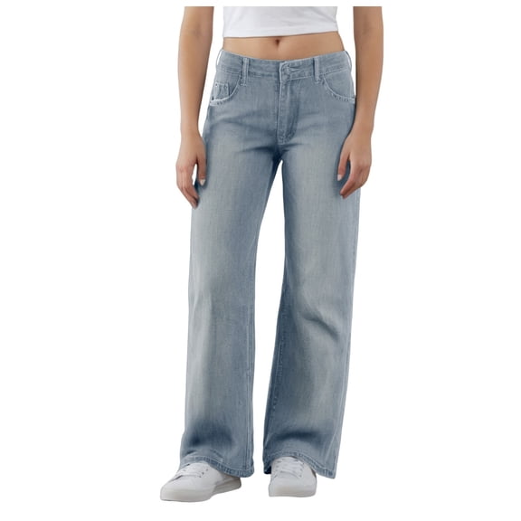 YDFCWXW High Stretchy Bootcut Jeans for Women, Elastic Waist Baggy Wide Leg Pull on Jeans Pants (BU2, L)