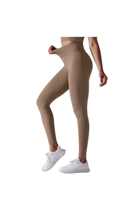 High Waisted Leggings for Women Tummy Control Buttery Soft Yoga Pants Womens Gym Workout Running Leggings (Brown, M)
