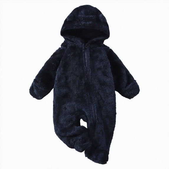 YDFCWXW Hooded Snowsuit Jumpsuit Cozy Baby, Soft Hooded Design Easy Zipper Winter Clothes for Baby Girl (Navy, 6-9 Months)