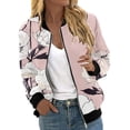 thumbnail image 1 of YDFCWXW Jacket for Women Casual Daily Jackets Lightweight Zip Up Casual Jackets Floral Print Coat Black, L, 1 of 5