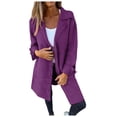 thumbnail image 1 of YDFCWXW Jacket for women Single Breasted V Neck Long Sleeve Trench Coat Jackets Mid Length Outerwear Coats Purple, XXL, 1 of 6