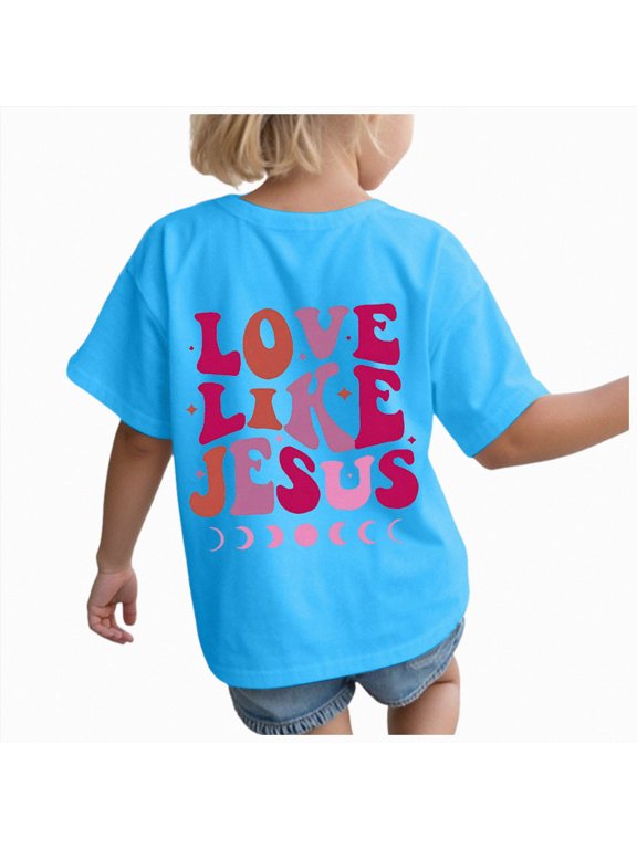 Jesus Shirts Kids Christian Graphic Tees Tshirts Inspirational Bible T-Shirts (Sky Blue, 13-14 Years)