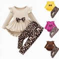 thumbnail image 1 of YDFCWXW Kid Girl Ruffle Sleeve Floral Allover Print Pants Versatile Fall Winter Clothing Ensemble (Yellow, 3-4 Years), 1 of 4