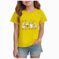 thumbnail image 1 of YDFCWXW Kid Girls T-Shirt Shirts Halloween Season Tees Short Sleeve Tops Outfits (Yellow, 1-2 Years), 1 of 6