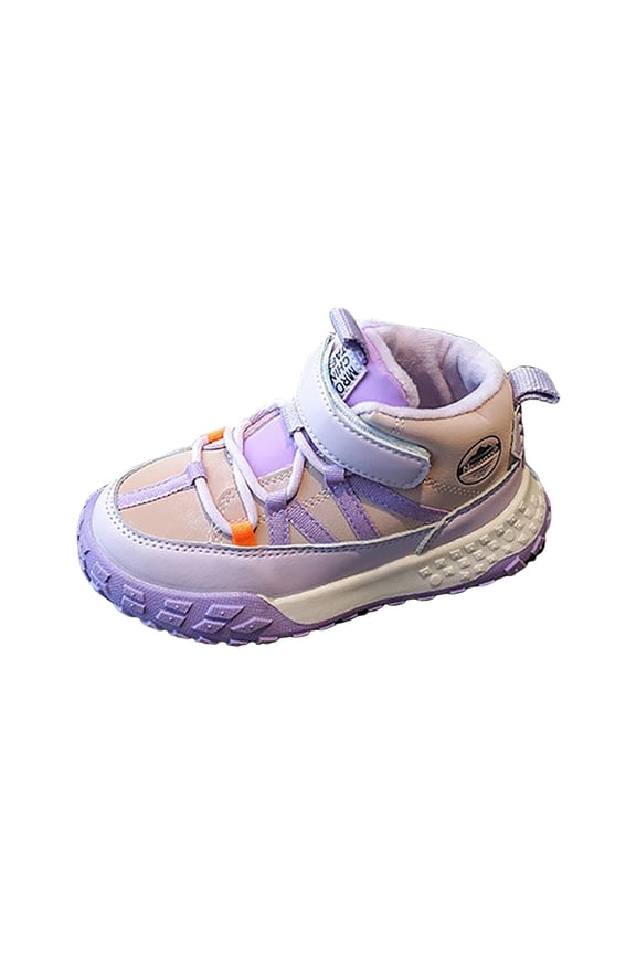 Kids Hiking Boots Waterproof Girls Hiking Boots Durable TPR Traction Outsole Girls Hiking Shoes Anti-Skid Athletic Hook and Loop Closure Kids Hiking Shoes for Outdoor (Purple, 2)