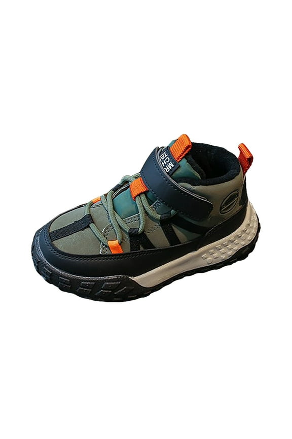 Kids Hiking Boots Waterproof Girls Hiking Boots Durable TPR Traction Outsole Girls Hiking Shoes Anti-Skid Athletic Hook and Loop Closure Kids Hiking Shoes for Outdoor (Black, 1.5)