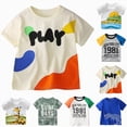 thumbnail image 1 of YDFCWXW Kids Summer Crew Neck Short Sleeve Graphic T-Shirt for Toddler Boys 18 Months-12 Years (Blue, 2-3 Years), 1 of 4