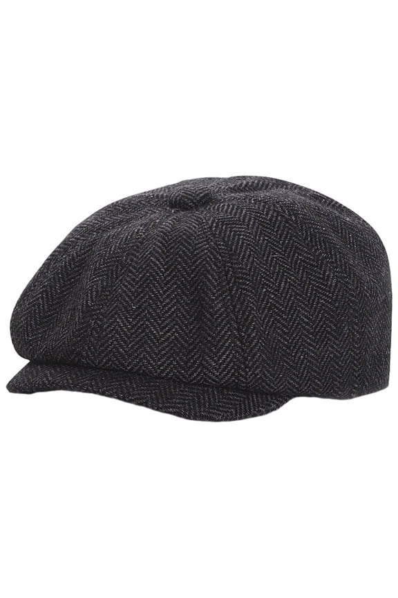 Kids Tweed Newsboy Cap for Boys Toddler, 20s Flat Beret for Little Gentlemen Pageboy Fedora Cabbie Herringbone Hat (Grey, 54)