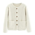 thumbnail image 1 of YDFCWXW Lightweight Cardigan Jacket for Women Classy Thick Lapel Collar Winter Coats Cropped Shearling Outerwear Beige, 2XL, 1 of 8