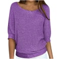 thumbnail image 1 of YDFCWXW Lightweight Sweaters for Women Crew Neck Long Sleeve Knit Loose Oversized Pullover Sweater Top (Purple, 3XL), 1 of 7