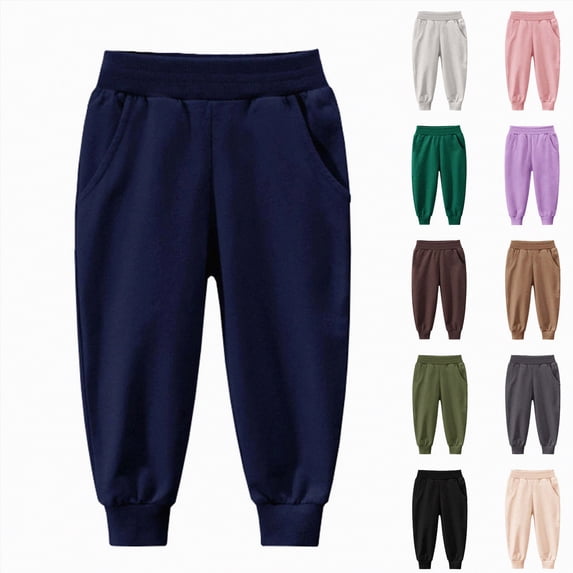 YDFCWXW Little Boys Jogger Pants Toddler Boys' Drawstring Elastic Waist Cotton Casual Sweatpants (Blue, 3-4 Years)