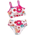 thumbnail image 1 of YDFCWXW Little Girls Two Piece Bikini Set Ruffle Adjustable Summer Beach Bathing Swimsuit 4-7 Years for Kids (Red, 4-5 Years), 1 of 6