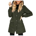 thumbnail image 1 of YDFCWXW Long Rain Coat for Women Packable Rain Jacket Womens Waterproof Raincoat Lightweight Hooded Windbreaker Trench Coat Green, L, 1 of 8