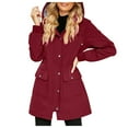 thumbnail image 1 of YDFCWXW Long Rain Coat for Women Packable Rain Jacket Womens Waterproof Raincoat Lightweight Hooded Windbreaker Trench Coat Red, S, 1 of 6