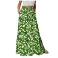 thumbnail image 1 of YDFCWXW Long Skirts for Women Trendy Elastic Waist Flowy Summer Ankle Length Boho Flared A Line Maxi Skirt Green, S, 1 of 5
