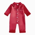 thumbnail image 1 of YDFCWXW Long Sleeve Button Down Satin Silk Pajamas, Baby Girl Boy Pjs Jumpsuit Loungewear (Red, 3-6 Months), 1 of 4