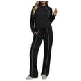thumbnail image 1 of YDFCWXW Lounge Sets for Women 2 Piece Fall Outfits 2025 Wide Leg Pant Matching Sets Womens Clothing (Black, XXL), 1 of 5