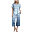 thumbnail image 1 of YDFCWXW Loungewear for Women Fashion Print Short Sleeve Crewneck Wide Leg Pants Casual Sleepwear Sets Blue, M, 1 of 7