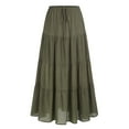 thumbnail image 1 of YDFCWXW Maxi Skirts for Women Tiered Long Skirts Pleated A Line Adjustable Elastic Waist with Drawstring Flowy Long Skirt Green, M, 1 of 3