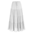 thumbnail image 1 of YDFCWXW Maxi Skirts for Women Tiered Long Skirts Pleated A Line Adjustable Elastic Waist with Drawstring Flowy Long Skirt White, S, 1 of 3