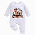thumbnail image 1 of YDFCWXW My First Baby Boy Boy Romper Letter Embroidery Stripe Long Sleeve Footed Jumpsuit With Hat Boy Clothes Set (Light Gray, 3-6 Months), 1 of 8