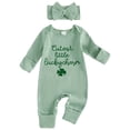 thumbnail image 1 of YDFCWXW My First St Patricks Day Baby Girl Outfit Cutest Little Lucky Charm Romper Jumpsuit Clover Onesie Newborn Clothes (Light Green, 3-6 Months), 1 of 7
