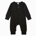 thumbnail image 1 of YDFCWXW Newborn Baby Boy Girl Clothes, Cotton Long Sleeve One Piece Romper Jumpsuit, Footies Pajamas Outfit Unisex Baby Clothes (Black, 12-18 Months), 1 of 8