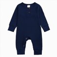 thumbnail image 1 of YDFCWXW Newborn Baby Boy Girl Clothes, Cotton Long Sleeve One Piece Romper Jumpsuit, Footies Pajamas Outfit Unisex Baby Clothes (Dark Blue, 8-12 Months), 1 of 8