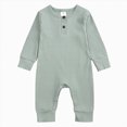 thumbnail image 1 of YDFCWXW Newborn Baby Boy Girl Clothes, Cotton Long Sleeve One Piece Romper Jumpsuit, Footies Pajamas Outfit Unisex Baby Clothes (Light Green, 8-12 Months), 1 of 8