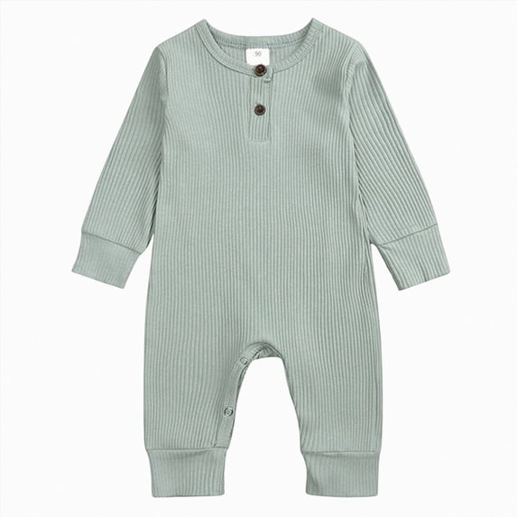 YDFCWXW Newborn Baby Boy Girl Clothes, Cotton Long Sleeve One Piece Romper Jumpsuit, Footies Pajamas Outfit Unisex Baby Clothes (Light Green, 8-12 Months)