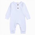 thumbnail image 1 of YDFCWXW Newborn Baby Boy Girl Clothes, Cotton Long Sleeve One Piece Romper Jumpsuit, Footies Pajamas Outfit Unisex Baby Clothes (White, 4-8 Months), 1 of 8
