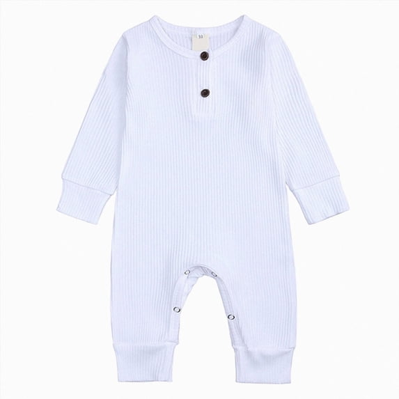 YDFCWXW Newborn Baby Boy Girl Clothes, Cotton Long Sleeve One Piece Romper Jumpsuit, Footies Pajamas Outfit Unisex Baby Clothes (White, 4-8 Months)