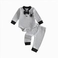 thumbnail image 1 of YDFCWXW Newborn Baby Boy Halloween Outfit Romper Long Pants Set 0-24M, My First Halloween Long Sleeve Spider Embroidery Romper with Bowtie + Pants, Ideal for Halloween Party (Grey, 12-18 Months), 1 of 9