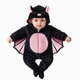 thumbnail image 1 of YDFCWXW Newborn Baby Girl Boy Halloween Bat Costume, Fleece Hooded Footie Romper with Wings Zipper Jumpsuit Cosplay Outfit (Black, 0-1 Months), 1 of 9