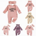 thumbnail image 1 of YDFCWXW Newborn Baby Girls Clothes Daddys Girl Onesie Long Sleeve Romper Western Clothes Coming Home Outfit (Pink, Newborn), 1 of 7