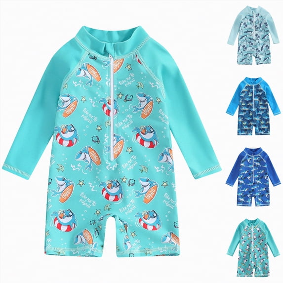 YDFCWXW Newborn Infant Baby Boy Girl Rash Guard Swimsuit Long Sleeve One Piece Swimwear Sun Protection Bathing Suits (Mint Green, 3-6 Months)