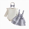 thumbnail image 1 of YDFCWXW Newborn Infant Girls Clothes Set Ruffle Top Plaid Overall Dress with Bow Headband 0-18M (Blue, 6-9 Months), 1 of 9