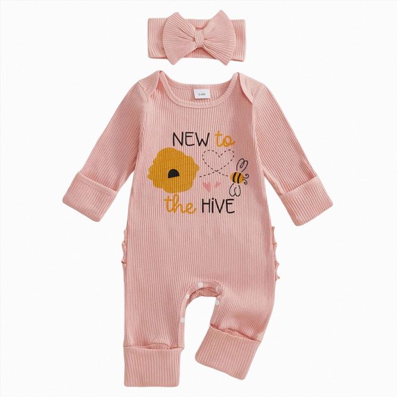 YDFCWXW Newborn Outfit Bee Long Sleeve Romper Jumpsuit Coming Home Newborn Girl Outfits Clothes Fall Winter (Red, Newborn)