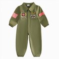 thumbnail image 1 of YDFCWXW Pilot Jumpsuit Flight Suit Romper for Baby Boy, Long Sleeve Zipper Military Gift (AG, 12-18 Months), 1 of 8