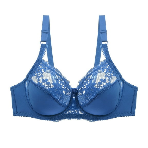 YDFCWXW Push Up Bras for Women Sexy Lace Full Coverage Comfort Underwear with Adjustable Straps Everyday Wear Bras (Blue, S)