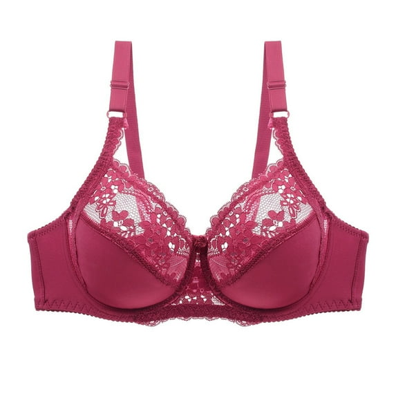 YDFCWXW Push Up Bras for Women Sexy Lace Full Coverage Comfort Underwear with Adjustable Straps Everyday Wear Bras (Wine, XXL)