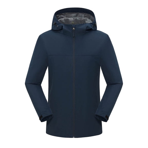 YDFCWXW Rain Coat for Women Hood Waterproof Windbreaker Lightweight Raincoats Outdoor Rain Jacket Fall Hooded Trench Coat Navy, XXL