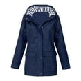 thumbnail image 1 of YDFCWXW Rain Jacket Women Waterproof Long Lightweight Raincoat Hooded Windbreaker Outdoor Trench Coat Navy, XXL, 1 of 2