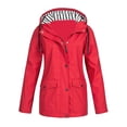 thumbnail image 1 of YDFCWXW Rain Jacket Women Waterproof Long Lightweight Raincoat Hooded Windbreaker Outdoor Trench Coat Red, S, 1 of 2