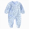 thumbnail image 1 of YDFCWXW Romper Coming Home Unisex Cotton Pattern Button Jumpsuit Baby Boys Girls Newborn Outfit (Light Blue, 1-3 Months), 1 of 6