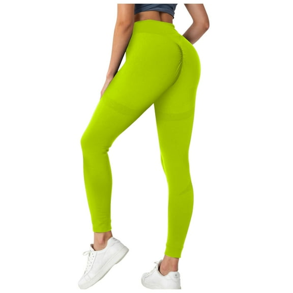 YDFCWXW Scrunch Leggings for Women Mid Low Waist Gym Workout Legging Tummy Control Booty Lifting Yoga Pants (Light Green, L)