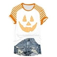 thumbnail image 1 of YDFCWXW Shirts for Women Halloween Pumpkin Graphic Tees Funny Short Sleeve Shirt Casual Autumn Tops White, S, 1 of 7