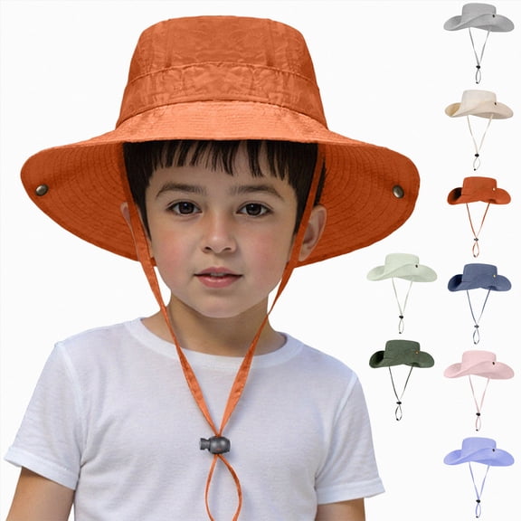 YDFCWXW Sun Hats for Kids Quick Dry Bucket Hat Wide Brim Summer Boonie Cap for Fishing Hiking (Navy, 3-10 Years)