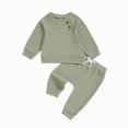 thumbnail image 1 of YDFCWXW Toddler Baby Boy Solid Color Waffle Long Sleeve Sweatshirt Shirt Tops Long Pants 2 Winter Clothes Minimalist Everyday Set （Light Green, 3-6 Months）, 1 of 9